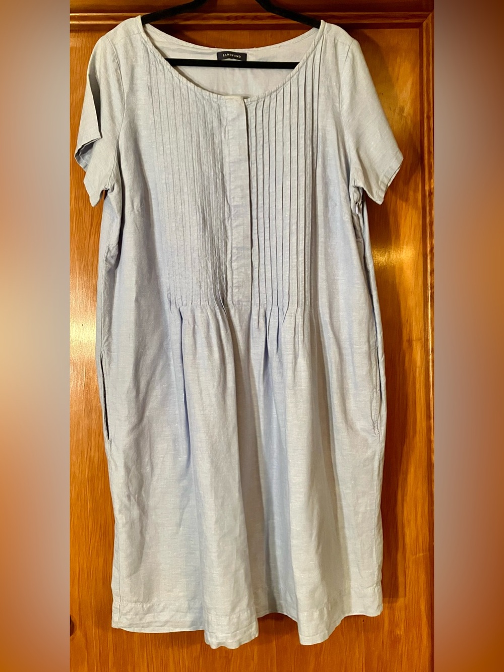 Lands' End Light Blue Pintuck Cotton Dress for Girls